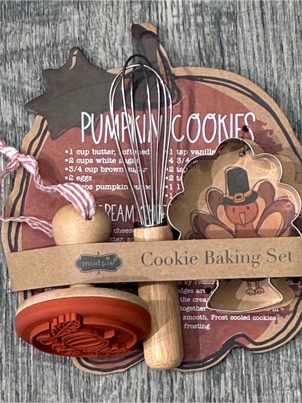 Mud Pie Pumpkin Cookie Baking Set - Brown and Orange Accent